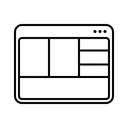Free Web UI レイアウト アイコンは、 Web ページまたはアプリケーション インターフェイスの配置と構造に関連するアクションまたは要素を視覚的に表現したものです。通常、これらは意味を直感的に伝える小さくてシンプルなシンボルです。 アイコン