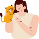 Free Woman Cat Pet Icon