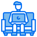 Free Man Laptop Sofa Icon