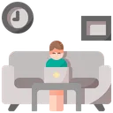 Free Working On Couch  Icon