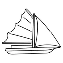 Free White Line Sail Boat Illustration Sailing Vessel Yacht Icon