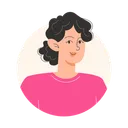 Free Young Woman With Curly Black Hair  Icon