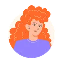 Free Young Woman With Curly Red Hair  Icon