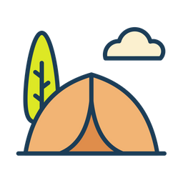 Summer Camp Icon - Download in Colored Outline Style