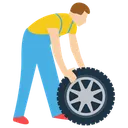 Tyre Changing Car Mechanic Auto Repairman Icon