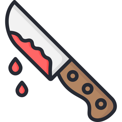 Knife with blood Icon - Download in Colored Outline Style