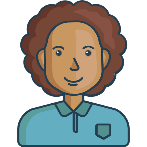 Curly Hair Man Icon - Download In Colored Outline Style