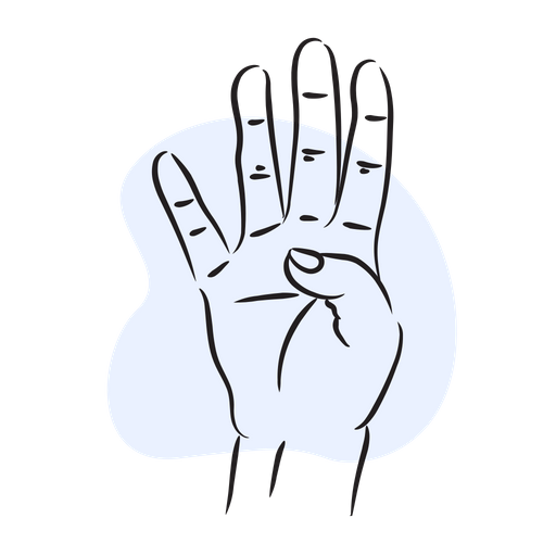 Four Finger Icon - Download in Colored Outline Style