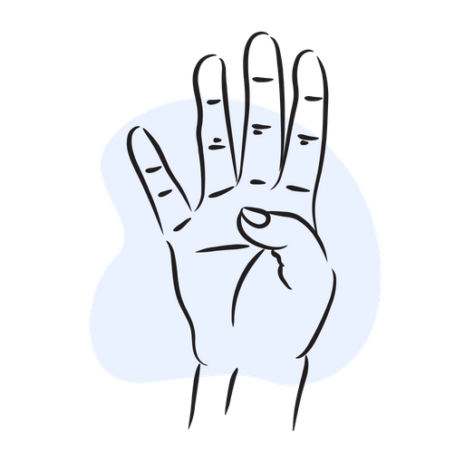 Four Finger Icon - Download in Colored Outline Style