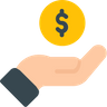 hand with coins logos