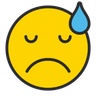 downcast face emoji