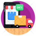 Mobile Shop 24 7 Delivery Mcommerce Icon