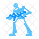 Angry Cyborg With Firearm Icon