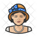 Asian Woman Cloche Hat Icon
