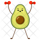 Avocado Lifts Red Dumbbells Over His Head Icon