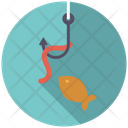 Fishing hook and worm Icon