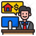 Bank Manager Businessman Home Icon