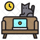 Laptop Sofa Cat Icon