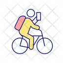 Bicycle Traveler With Smartphone Icon