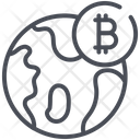 Bitcoin Cryptocurrency Globe Icon