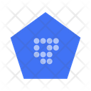 Blue Pentagon Figure With Dots Icon