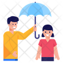 Man Protecting Girl Boy Protecting Girl Spouse With Umbrella Icon