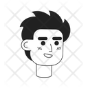 Brunette young adult man with messy hair  Icon