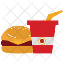 Burger With Cold Drink Icon
