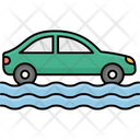 Car In Flood Raining Accident Icon