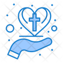 Care Heart Christian Cross Hand Icon