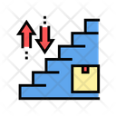 Carrying Box Up And Down Steps Icon