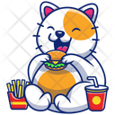 Cat Eating Burger Icon
