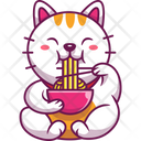 Cat Eating Noodles Icon