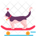 Cat Playing Skateboard Icon