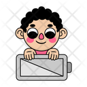 Character With A Battery Icon