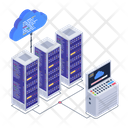 Cloud Servers Data Centers Cloud Databases Icon