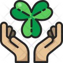 Clover Leaf Shamrock Hand Icon