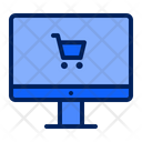 Computer With Cart  Icon