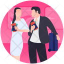 Couple Holding Passports Ready To Travel Traveling Concept Icon