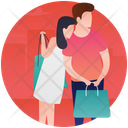 Couple Shopping Time Christmas Gift New Year Shopping Icon
