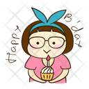 Birthday Cupcake Smile Happy Miumiu Emoticon Expression Icon