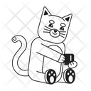 Cute cat holding coffee cup  Icon