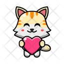 Cute Cat Love Heart Icon