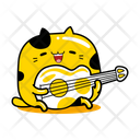 Cute Cat Mascot Playing Guitar Icon