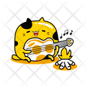 Cute Cat Mascot Playing Guitar Profession Icon
