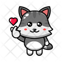 Cute Cat Sign Hand Love Icon