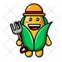 Cute corn as a farmer  Icon