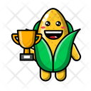Cute corn get golden trophy Icon