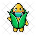 Cute corn wearing a mask  Icon
