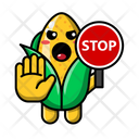 Cute corn with stop sign  Icon